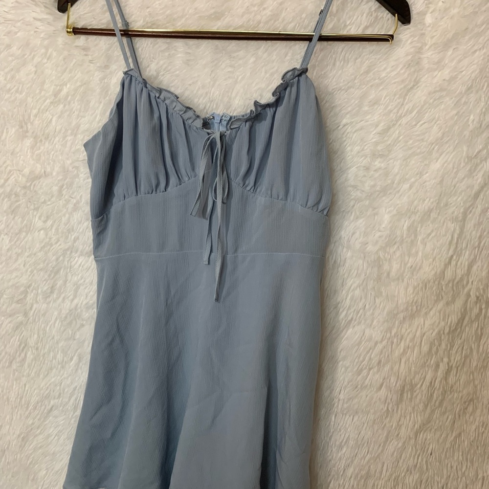 French Kiss Mini Dress Lace Up Babydoll Burnt Orange Floral Boho Size Small - Picture 7 of 8